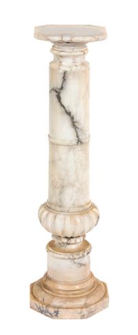 A Continental White Marble Pedestal Height 42 1/2 inches.