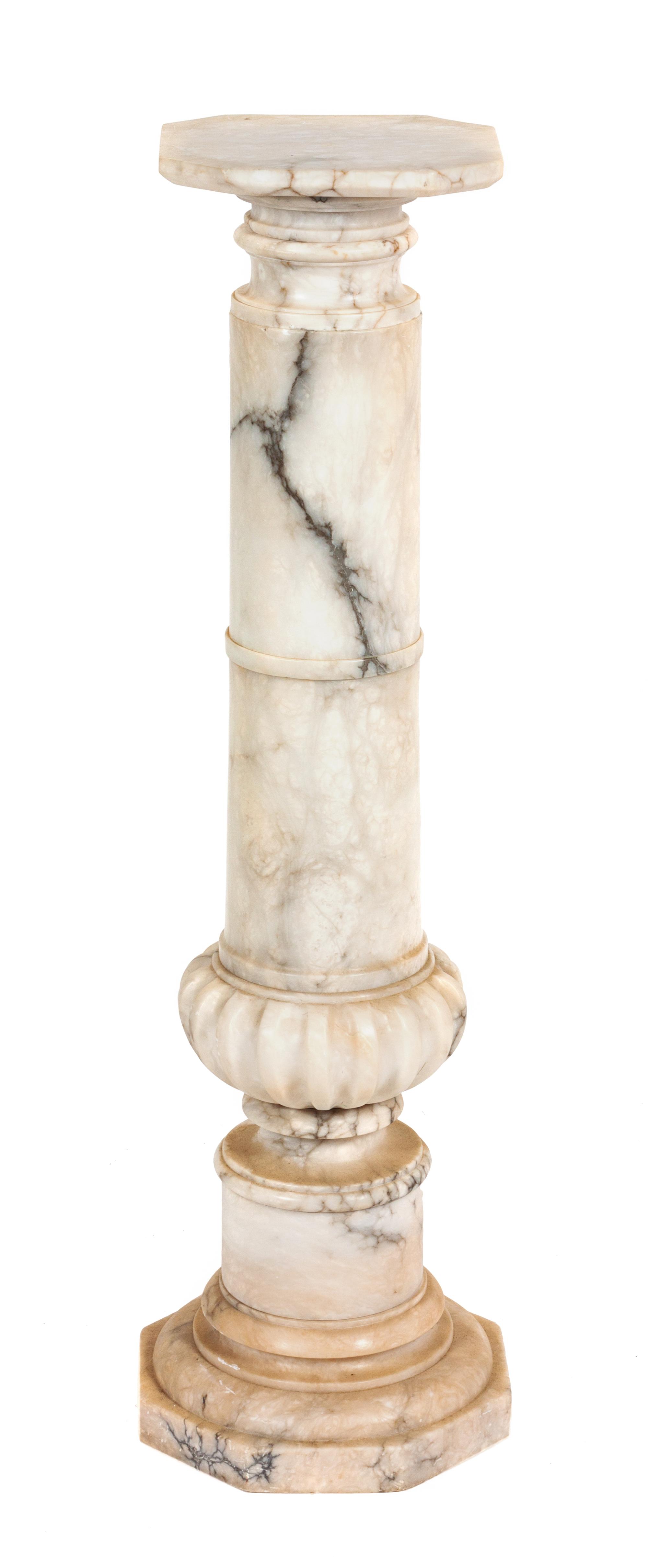 A Continental White Marble Pedestal Height 42 1/2 inches.