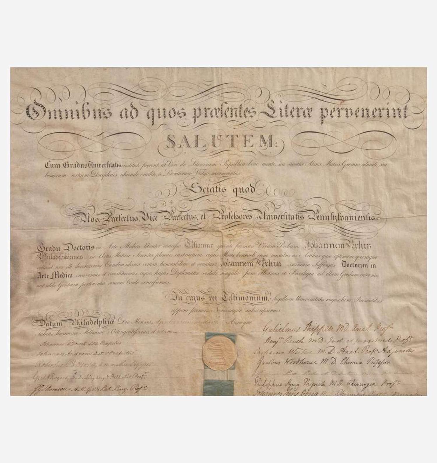 [Declaration of Independence] [Pennsylvania] Rush, Benjamin Partially-Printed Document, signed