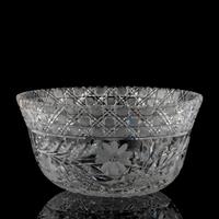 A Floral-Period Cut Glass Punch Bowl with Daisies or Sunflowers
