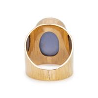 YELLOW GOLD AND BLUE CHALCEDONY RING