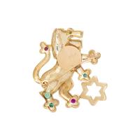 YELLOW DIAMOND, DIAMOND, EMERALD, AND RUBY LION BROOCH