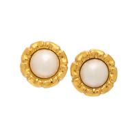 Carla Coral, Yellow Gold and Mabé Pearl Earrings