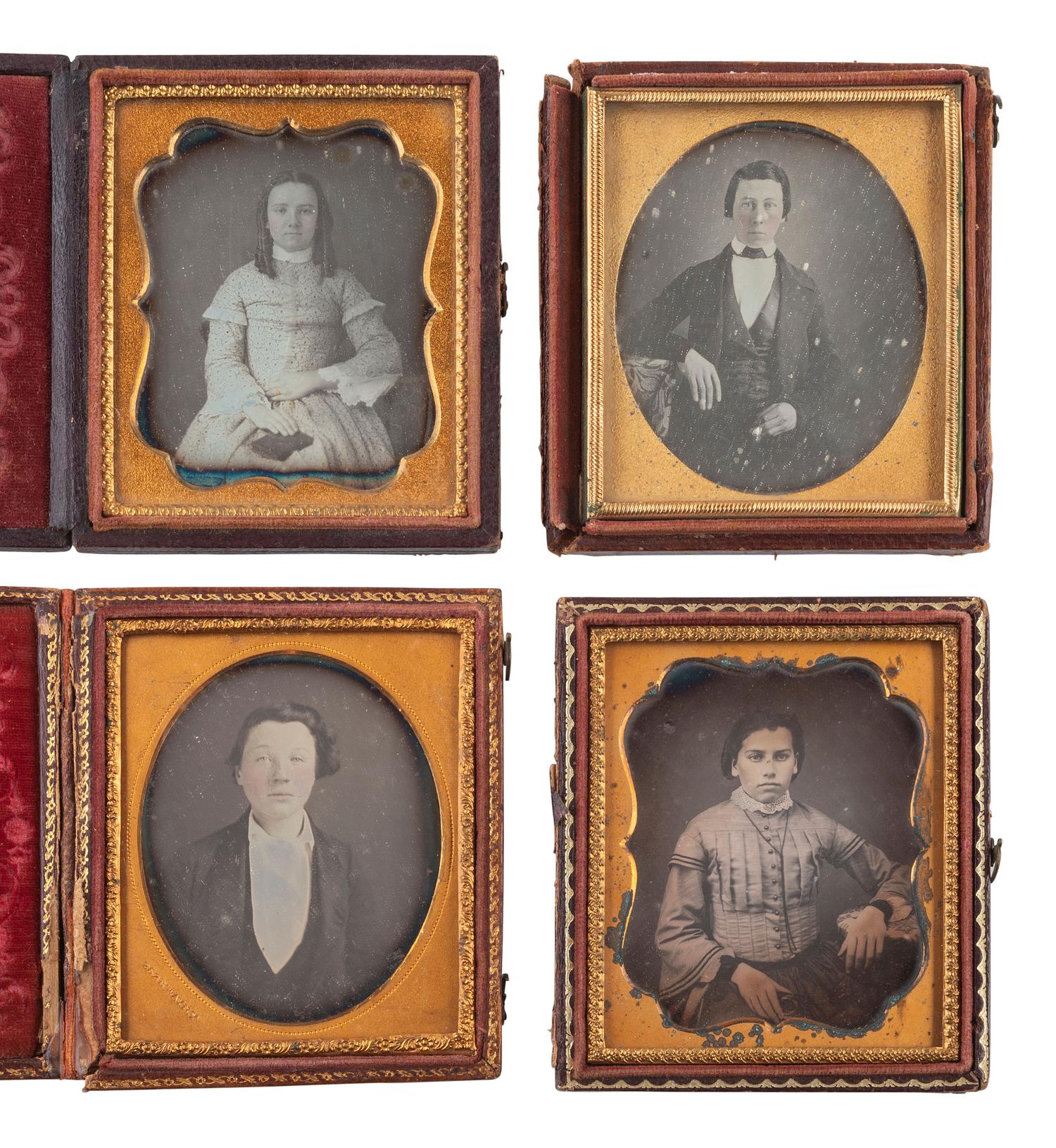 [EARLY PHOTOGRAPHY]. 21 sixth plate daguerreotypes of teenagers and adolescents.