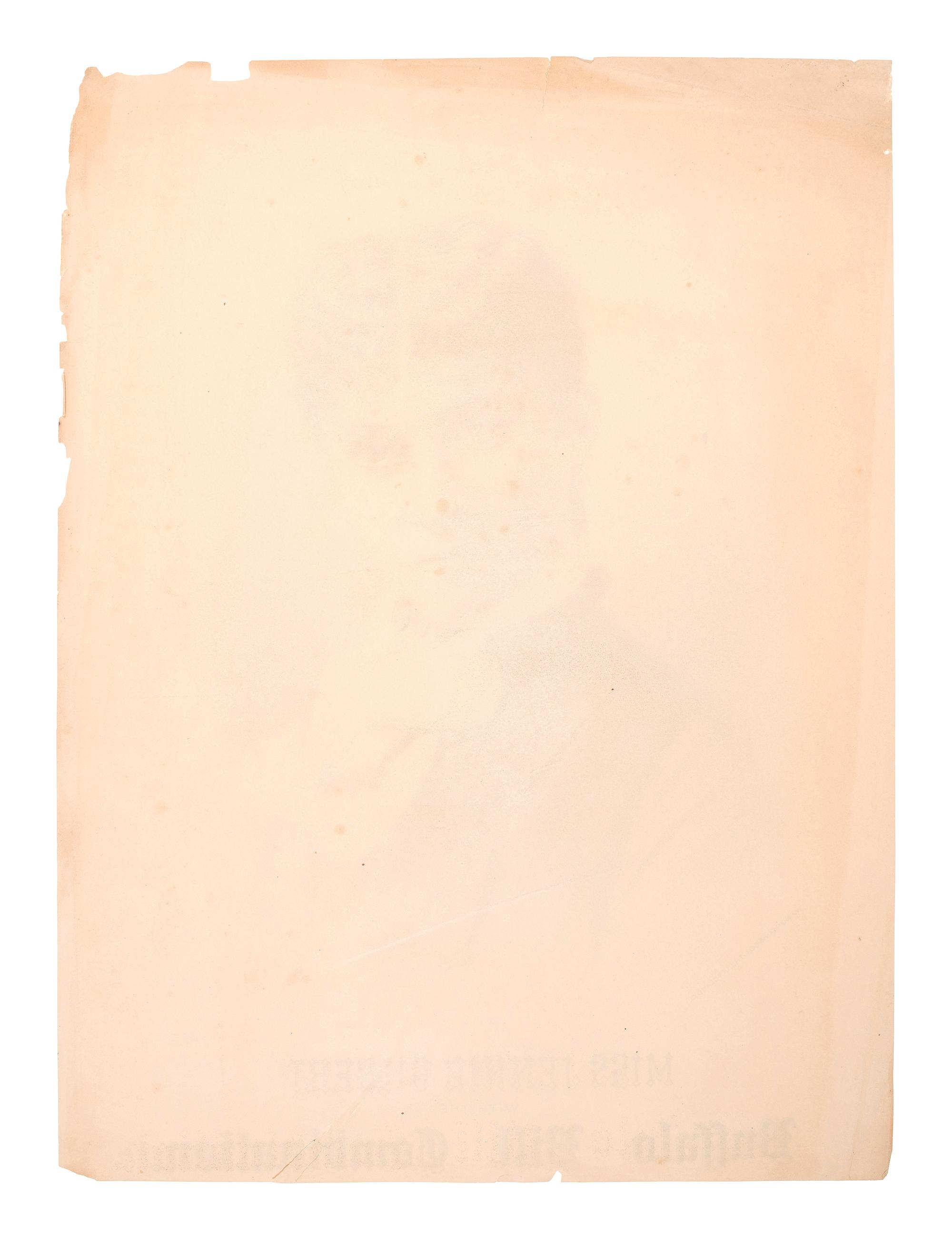 [WILD WEST SHOWS] -- [POSTER]. Miss Jennie Gilbert with the Buffalo Bill Combination . Cleveland, OH: W.J. Morgan & Co., ca 1870s-1880s.