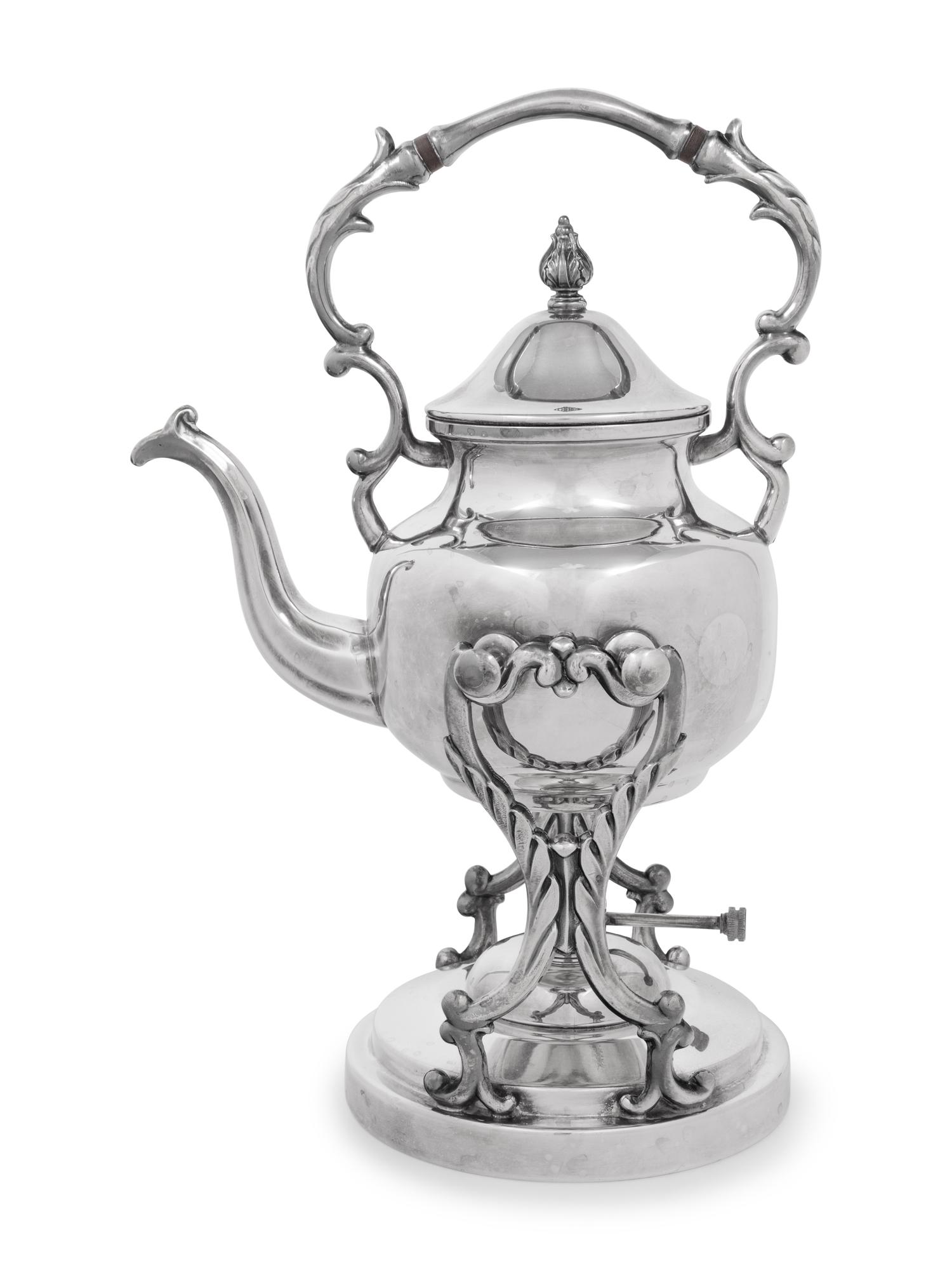 A Silver-Plate Kettle on Lampstand