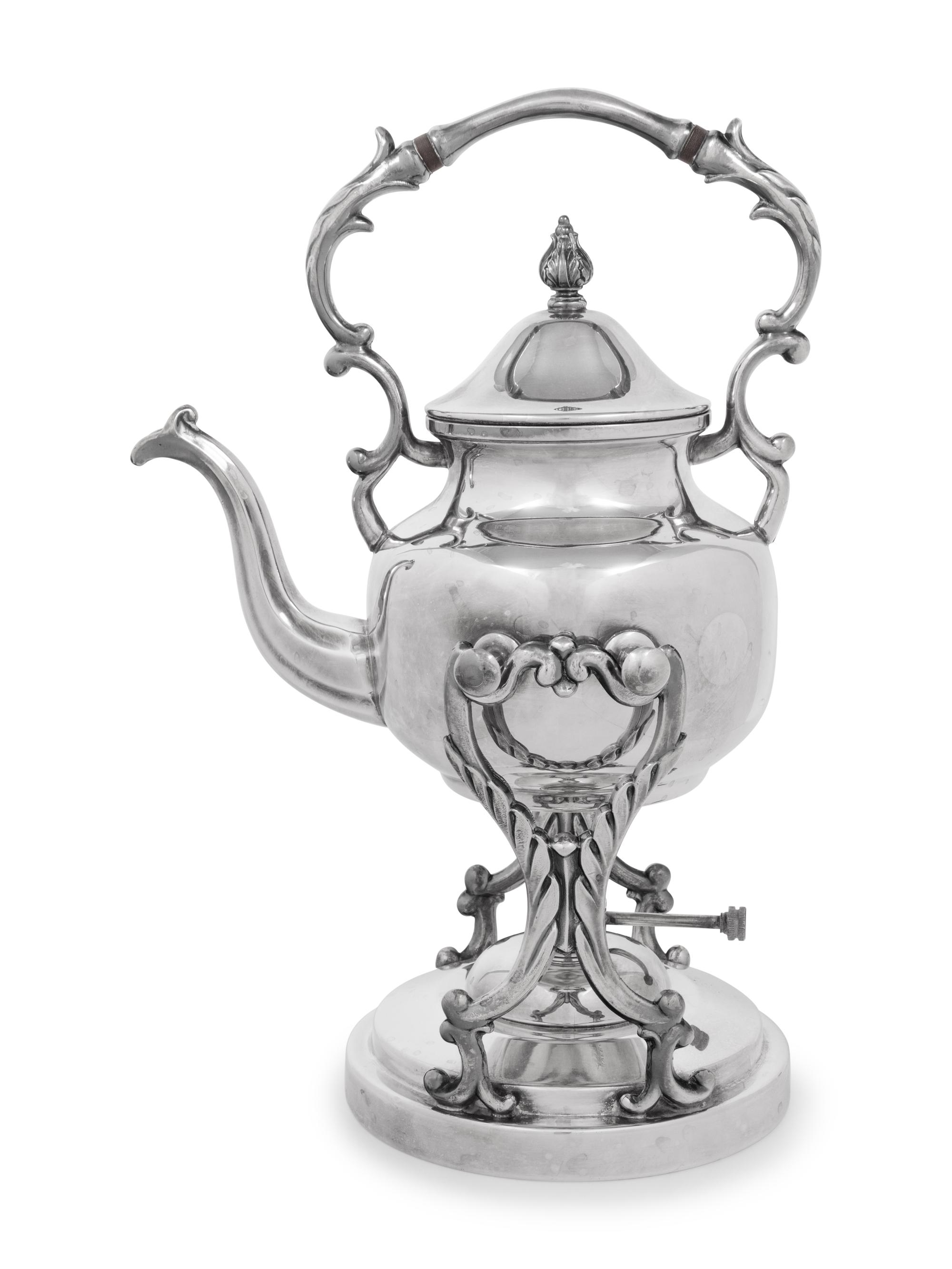 A Silver-Plate Kettle on Lampstand