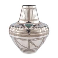 Sterling Silver Jar, with Nevada Blue Turquoise Cabochon