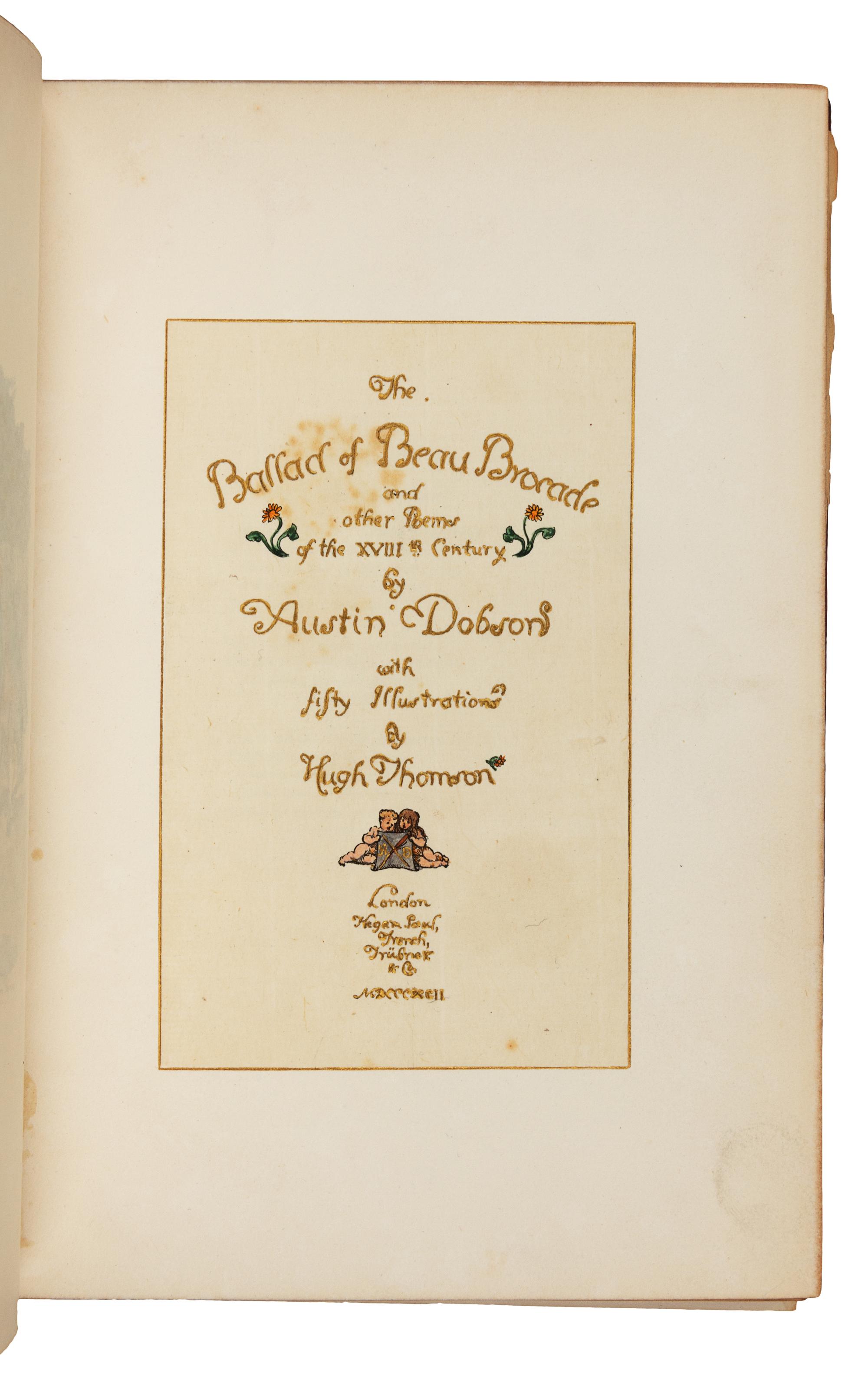 [THOMSON, Hugh (1860-1920), illustrator]. DOBSON, Austin (1840-1921). The Ballad of Beau Brocade. London: Kegan Paul, Trench, Trubner & Co., Ltd., 1892.