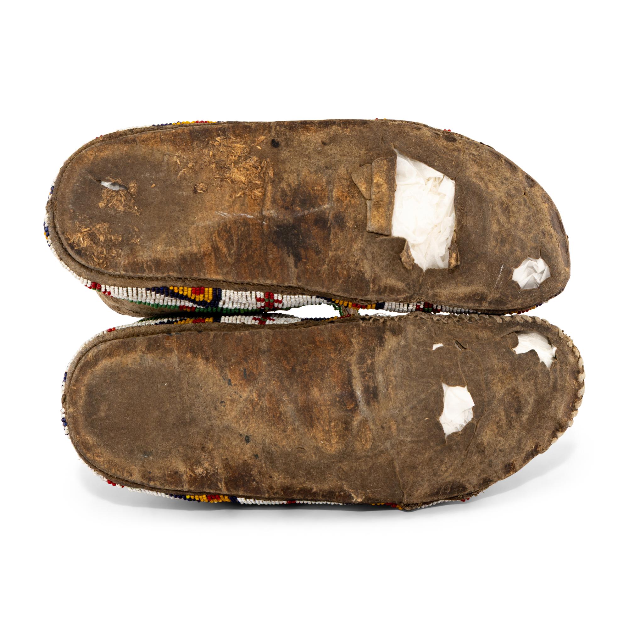 Sioux Beaded Hide Moccasins, with Horse Tracks
