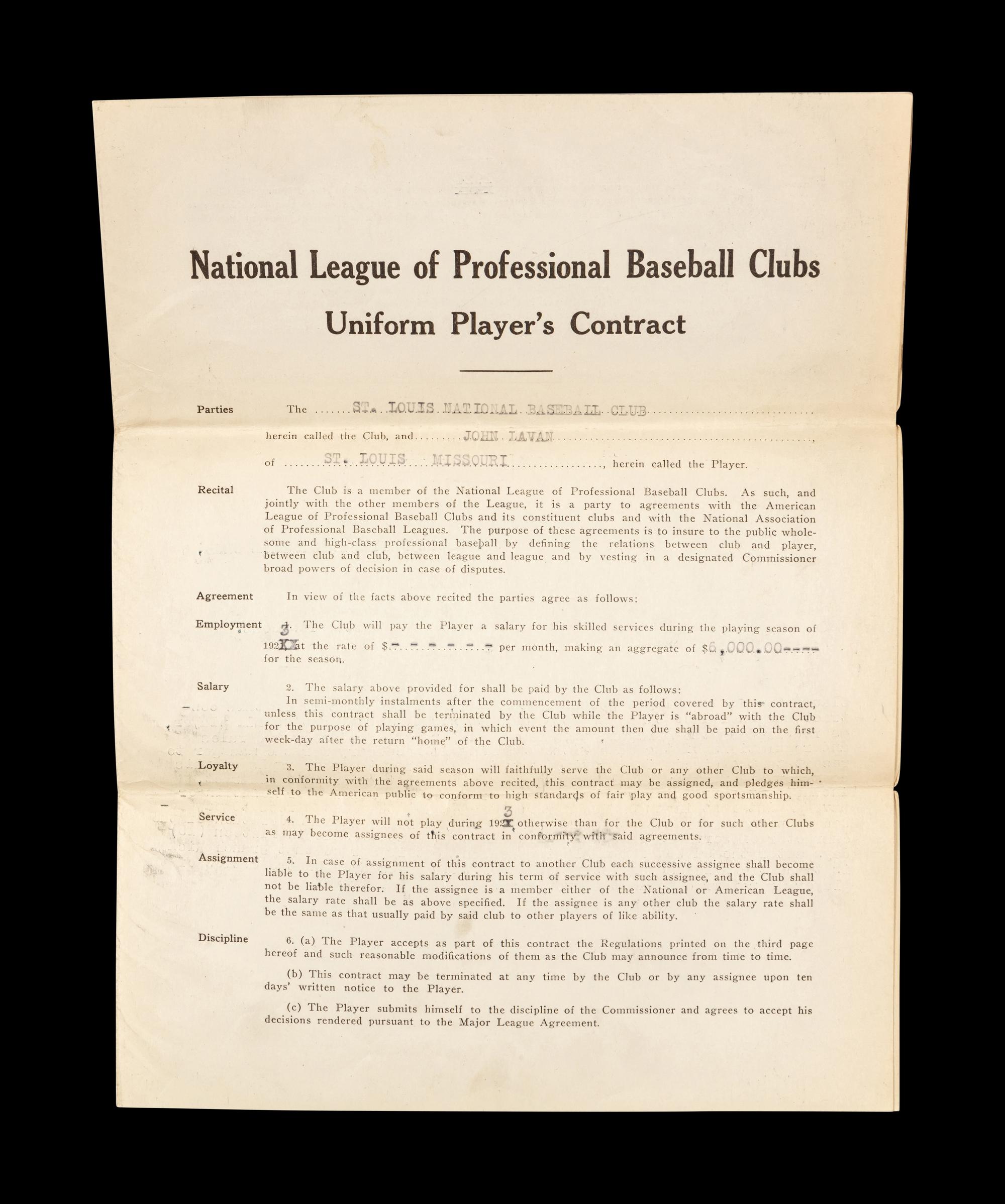 A Group of 15 1920s-30s St. Louis Cardinals Contract Agreements All Signed by Branch Rickey