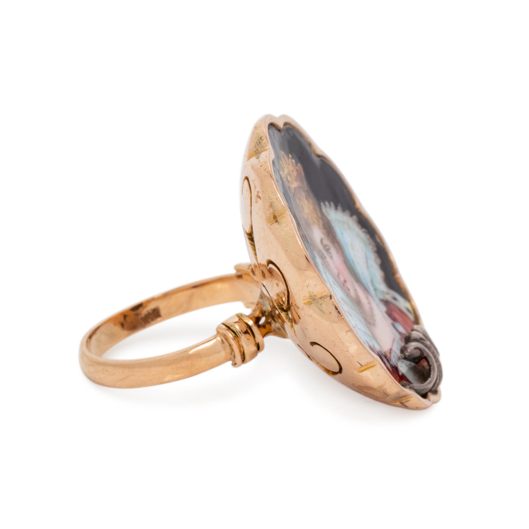 ENAMEL PORTRAIT MINIATURE RING