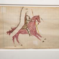Wanbli Hito, Roan Eagle (Lakota, b. 1863) — untitled, warrior on horseback ca 1890
