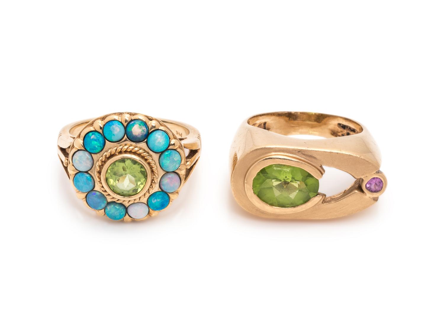 COLLECTION OF YELLOW GOLD AND GEMSTONE RINGS
