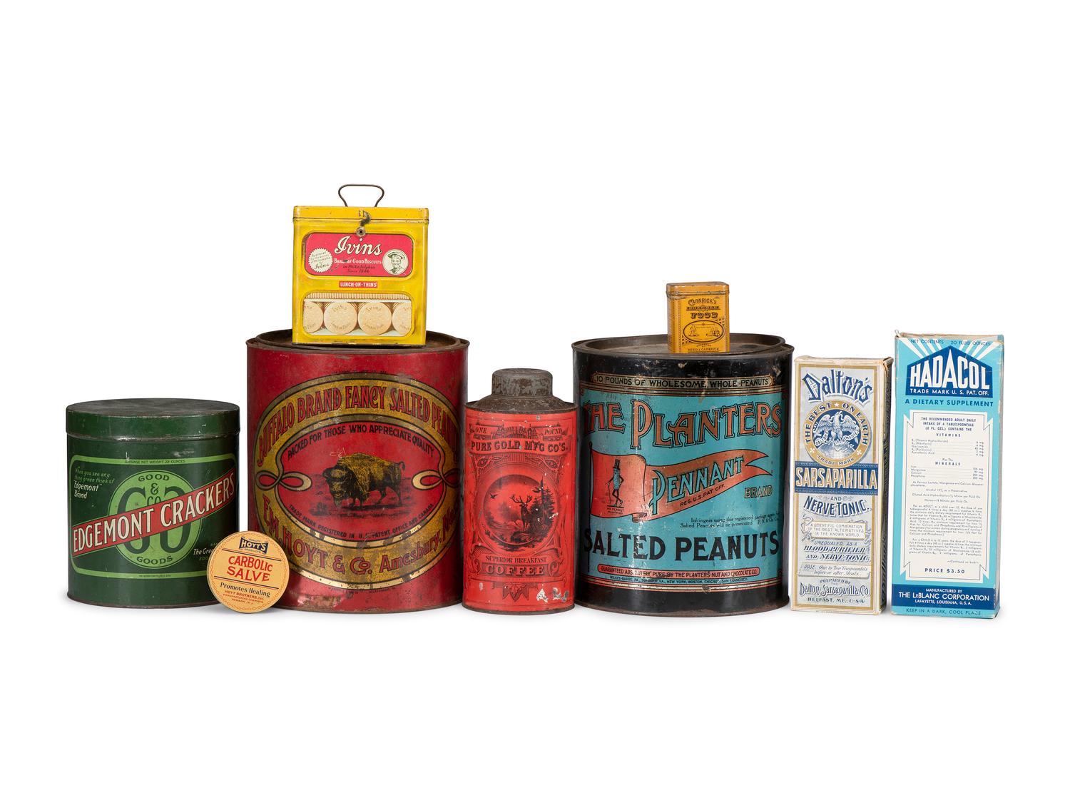 Nine Advertising Tins and Boxes