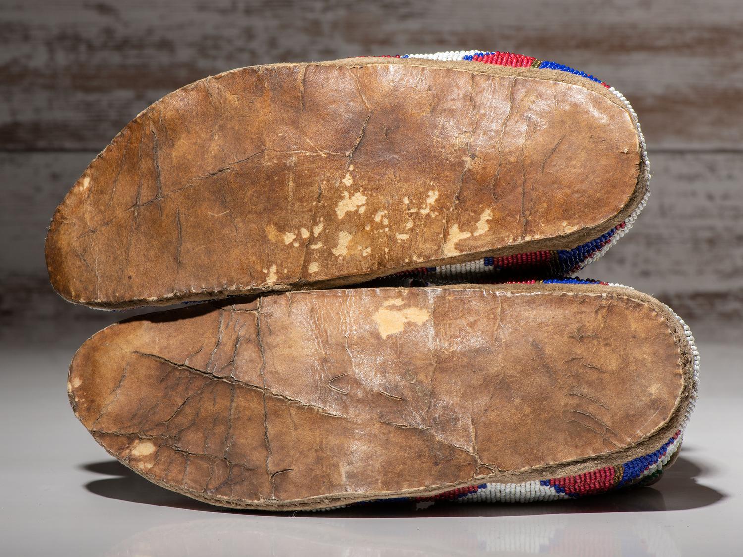 Arapaho Beaded Buffalo Hide Moccasins