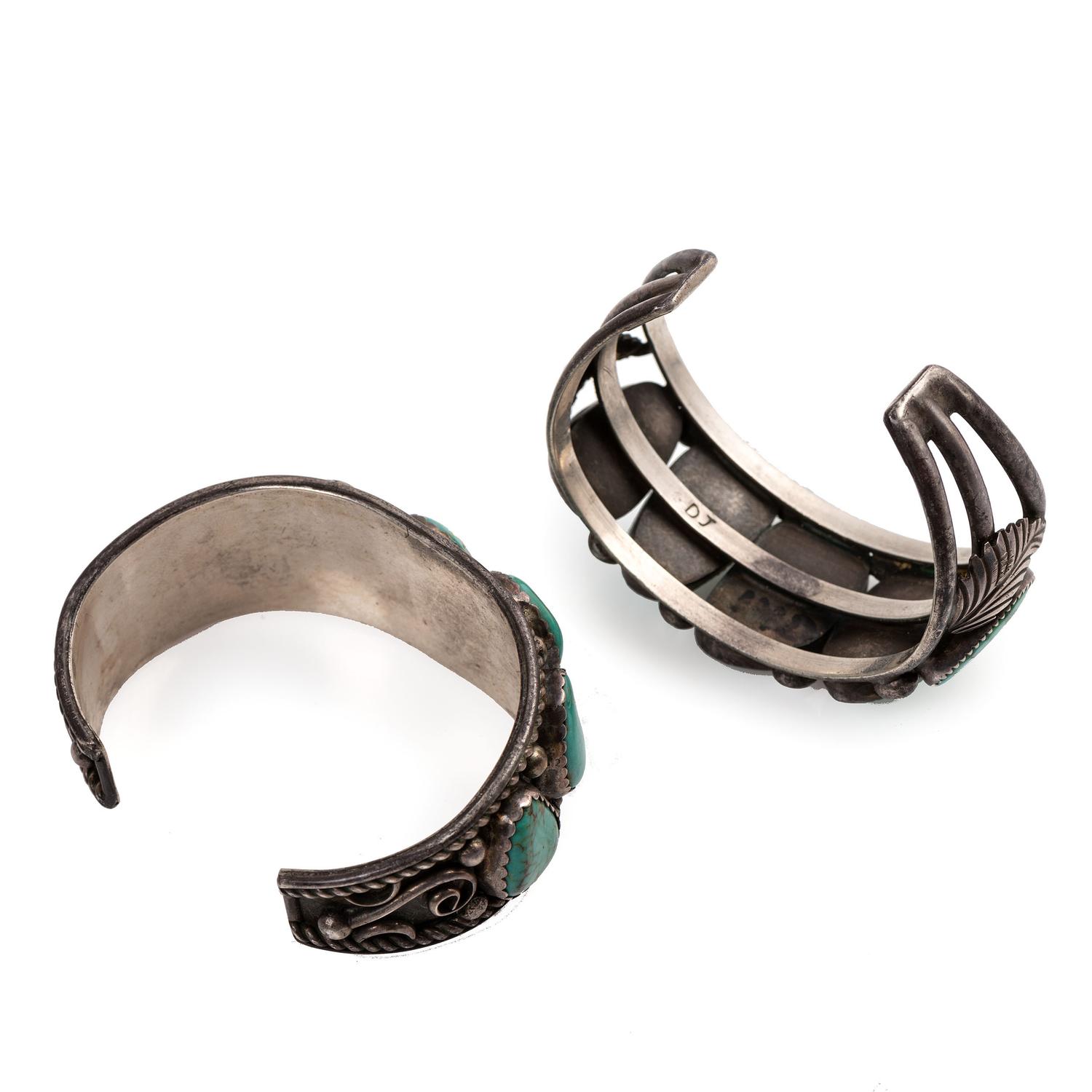 Navajo Silver and Turquoise Cuff Bracelets