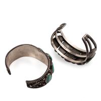 Navajo Silver and Turquoise Cuff Bracelets