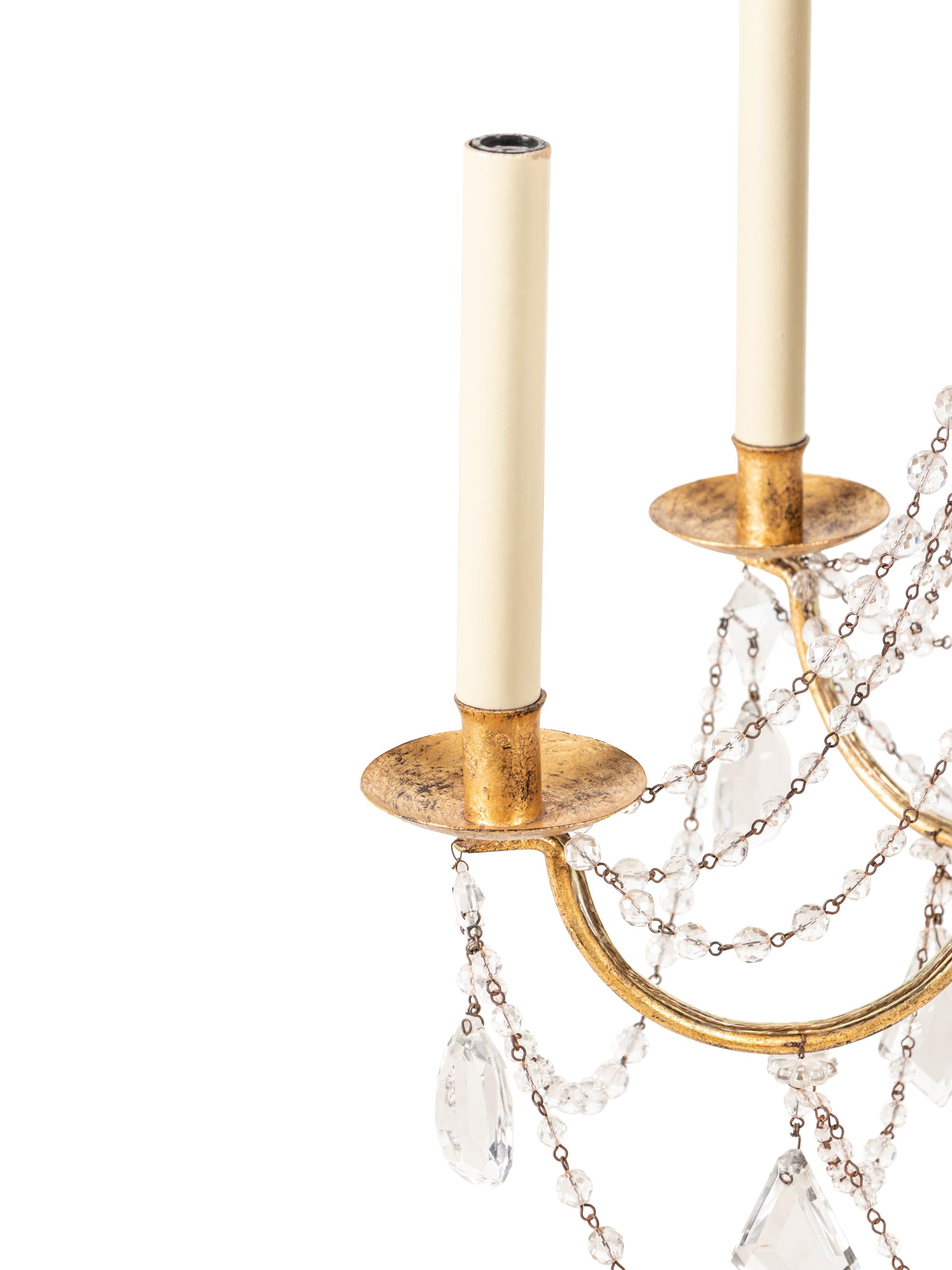 An Italian Giltwood and Tôle Six-Light Chandelier