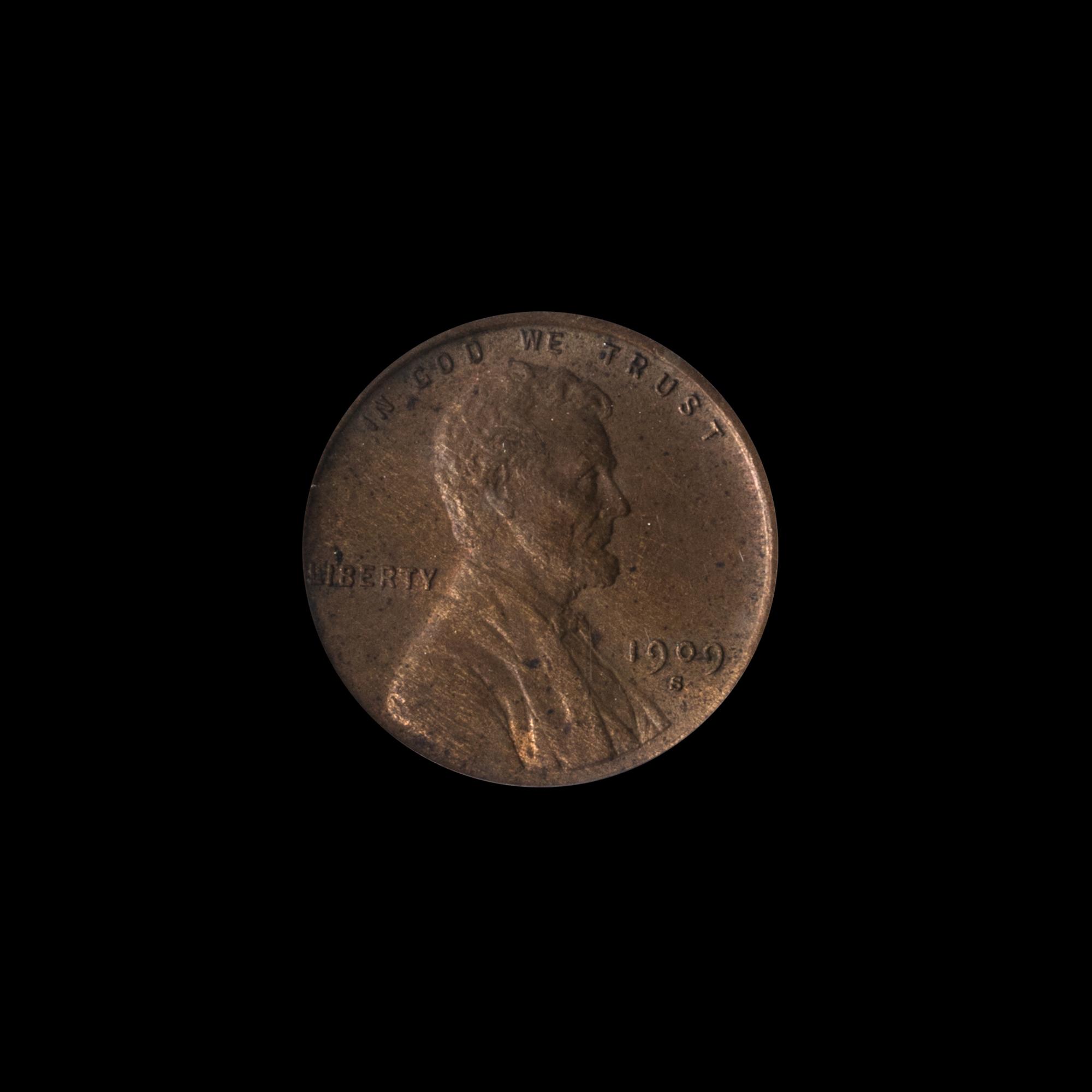 A United States 1909-S Lincoln: VDB 1c Coin