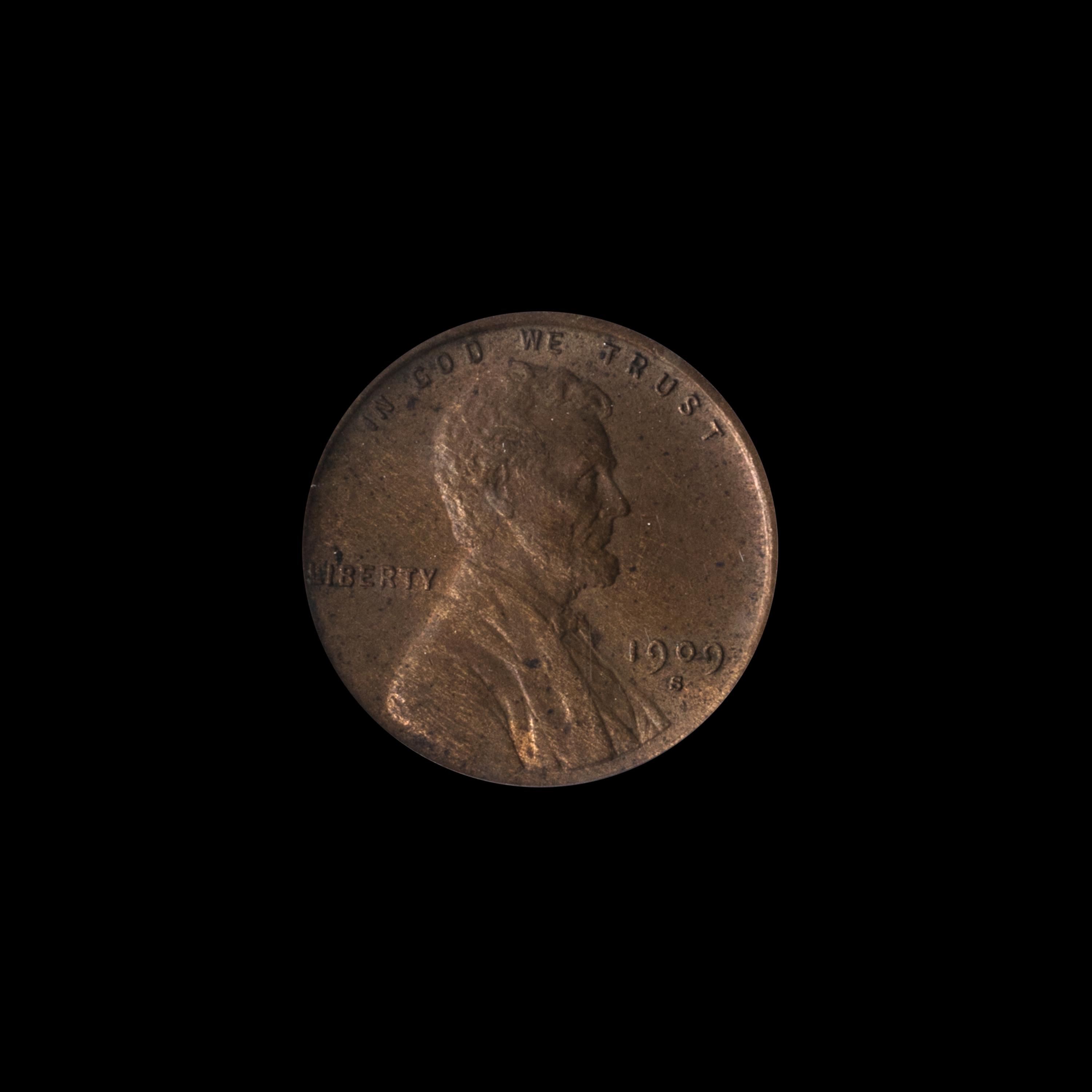 A United States 1909-S Lincoln: VDB 1c Coin