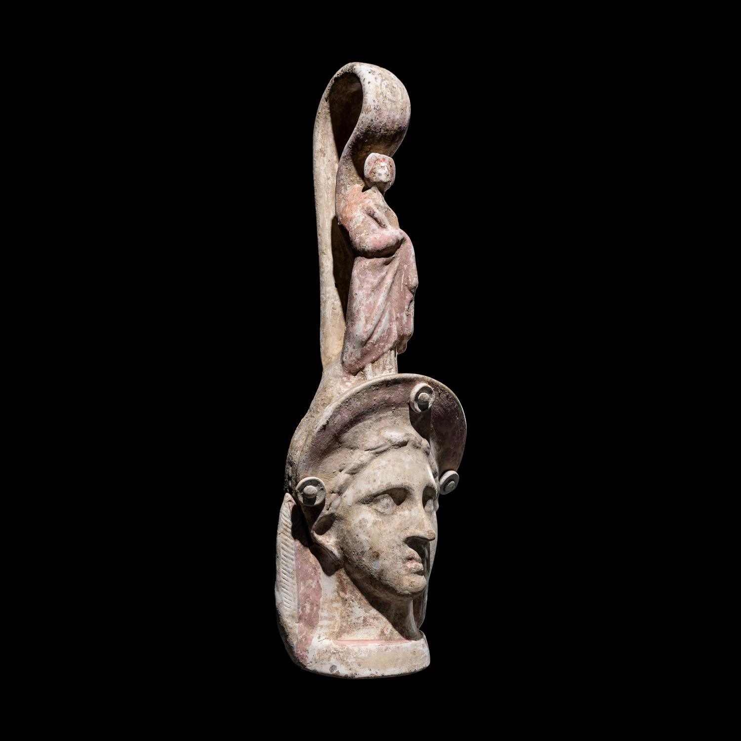 A Canosan Painted Terracotta Figural Oinochoe