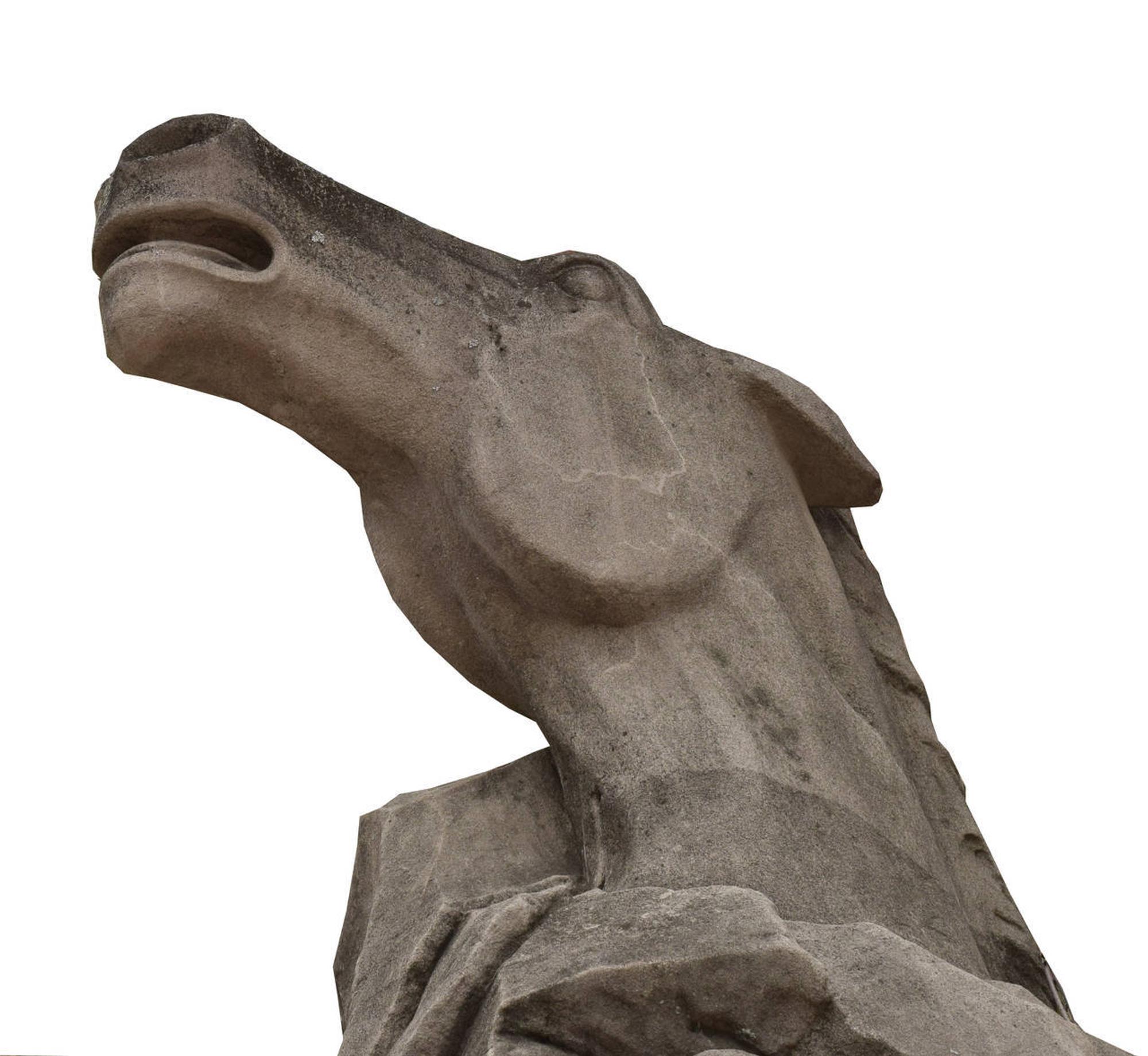 A Pair of Carved Limestone Horses 42" W x 47" D x 98" H — United States, Circa 1920