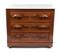 A Victorian Walnut Chest of Drawers Height 33 1/4 x width 38 x depth 18 inches. — 19TH CENTURY