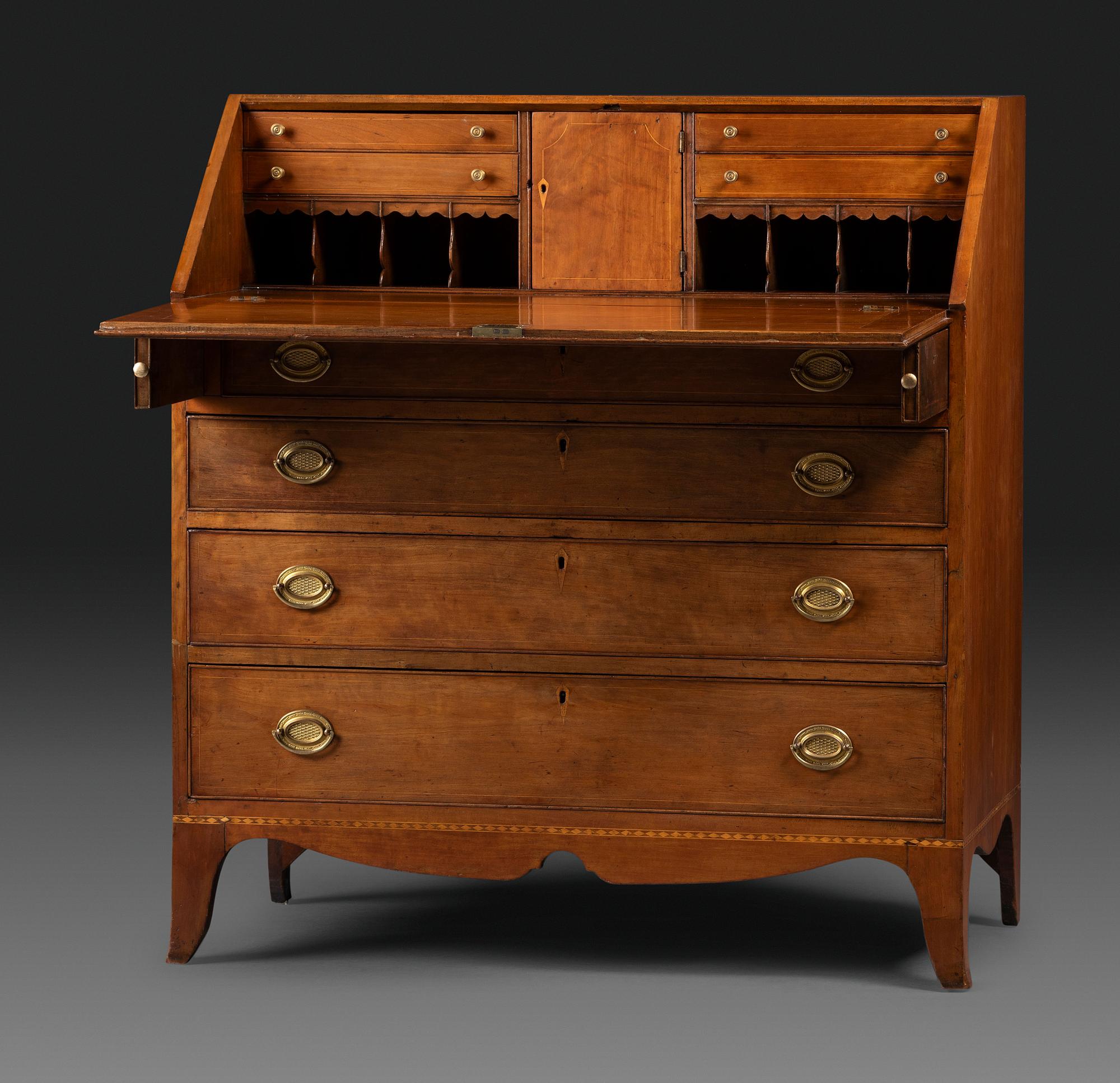 A Federal Inlaid Cherrywood Slant-Front Desk