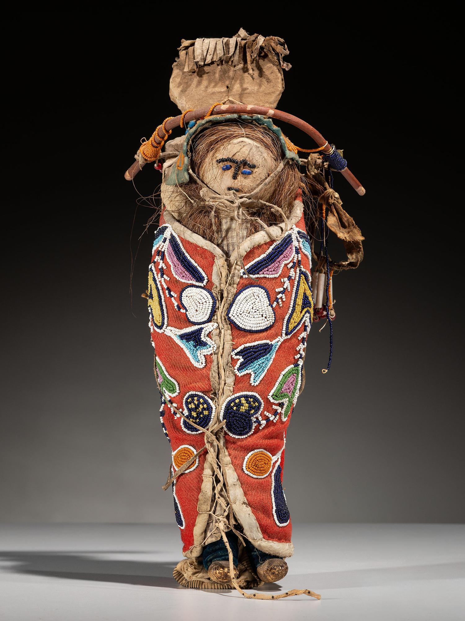 Umatilla Beaded Hide Doll Cradle