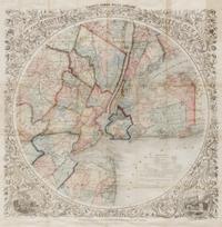 COLTON, George Woolworth (1827-1901). Map of the Country Thirty Three Miles Around the City of New York . New York: J. H. Colton, 1846 [i.e., 1865].