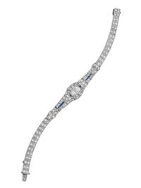 An Art Deco Platinum, Diamond and Sapphire Bracelet,
