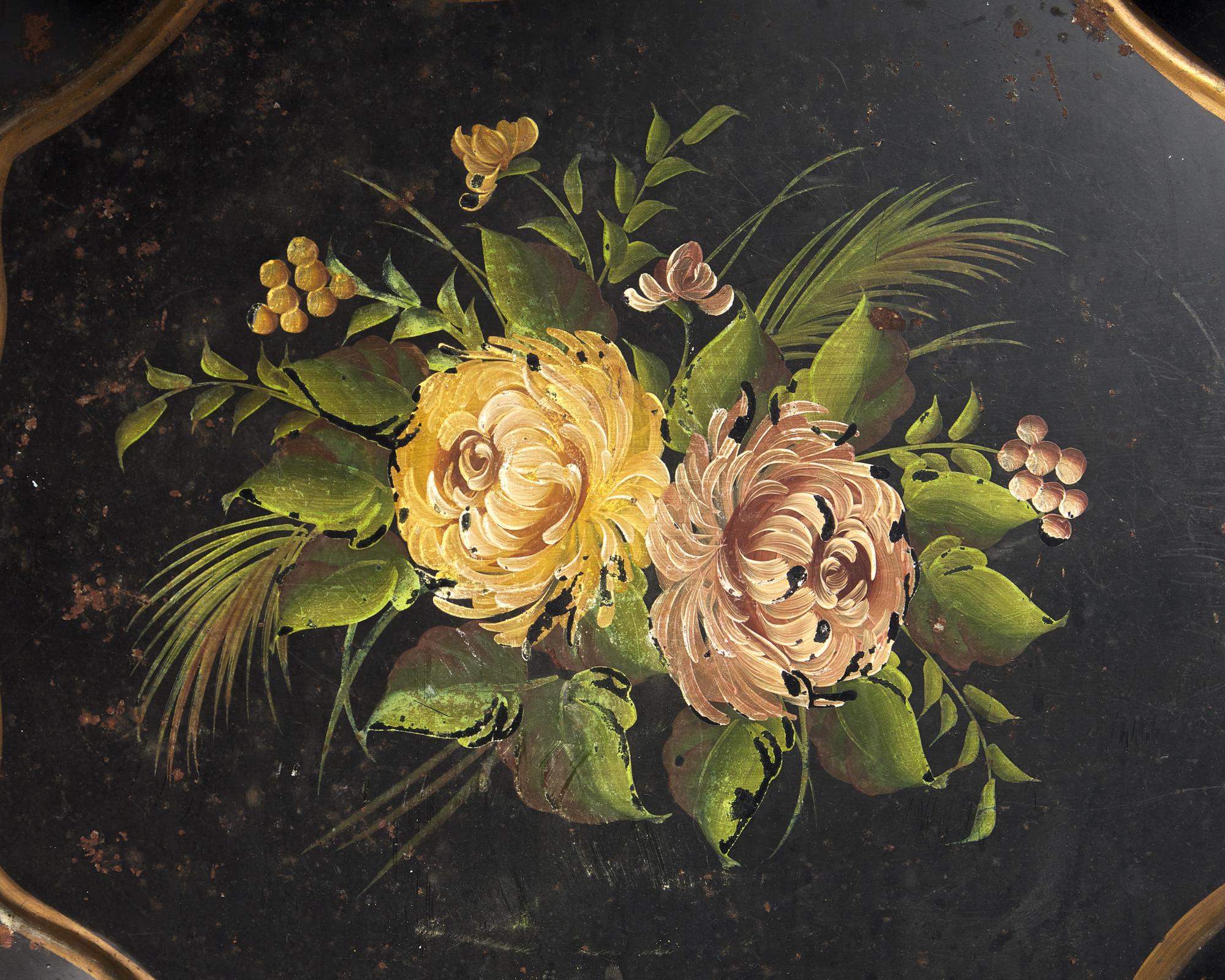 Two Tole-Decorated Tinware Trays