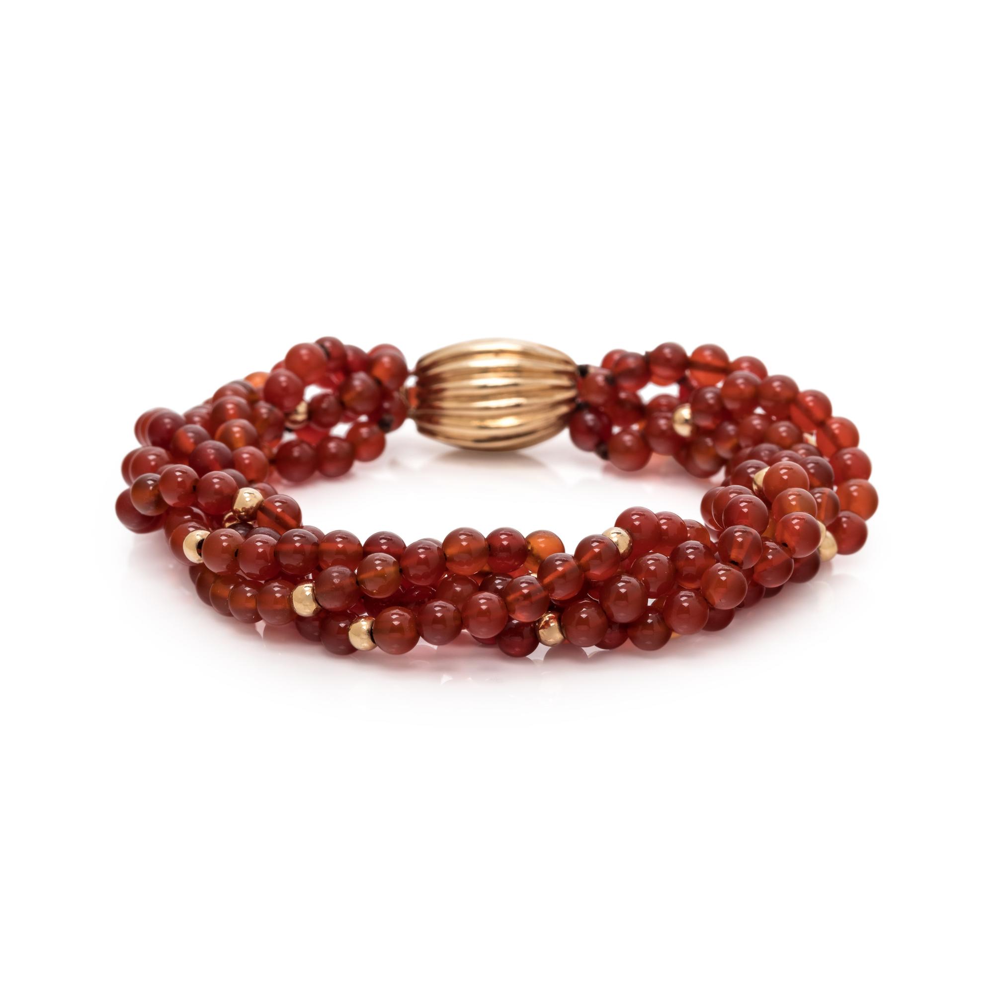YELLOW GOLD AND CARNELIAN BEAD BRACELET