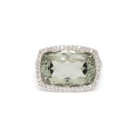 GREEN QUARTZ AND DIAMOND RING