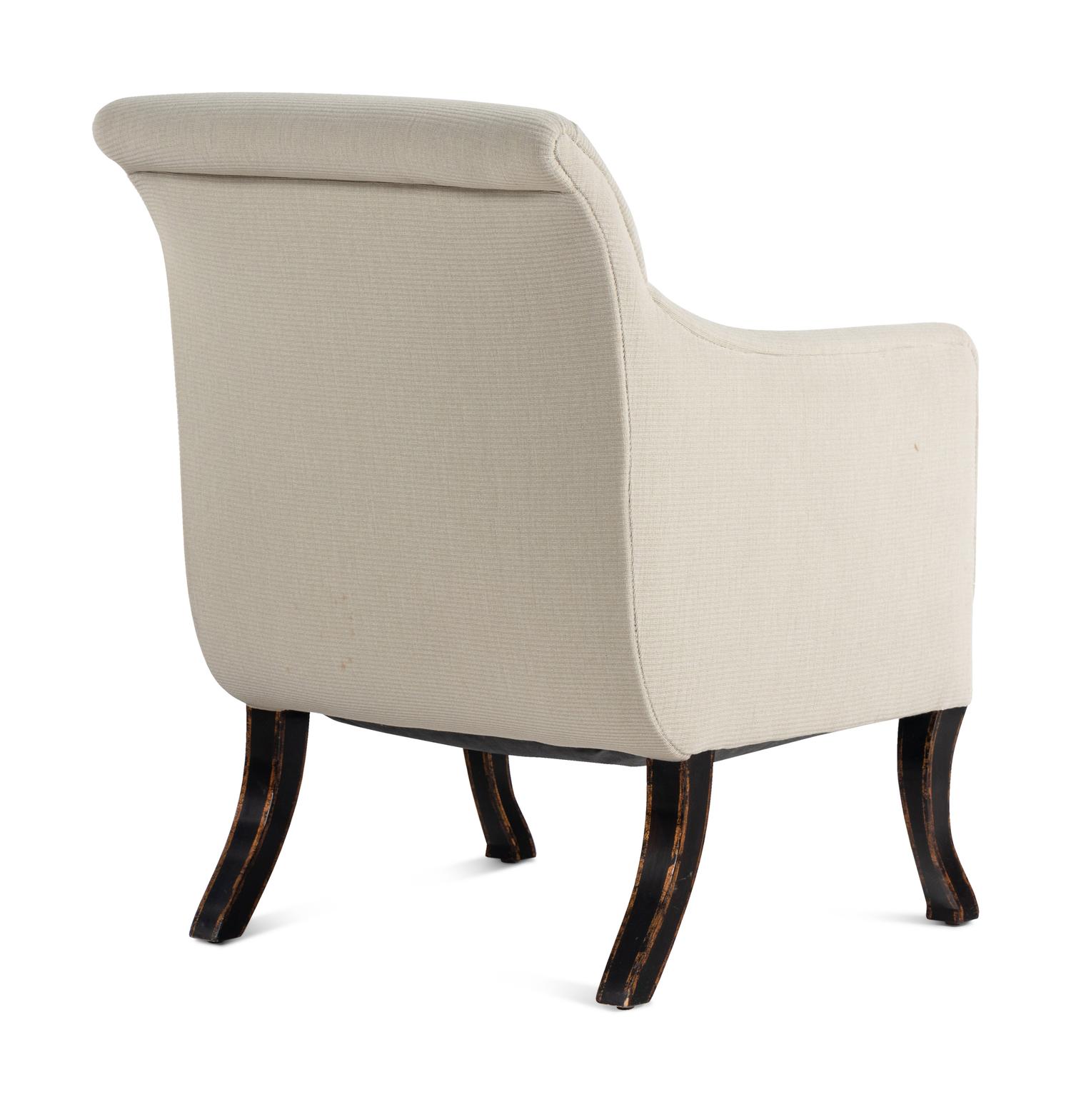 A Pair of Rose Tarlow Melrose House Saber-Leg Armchairs