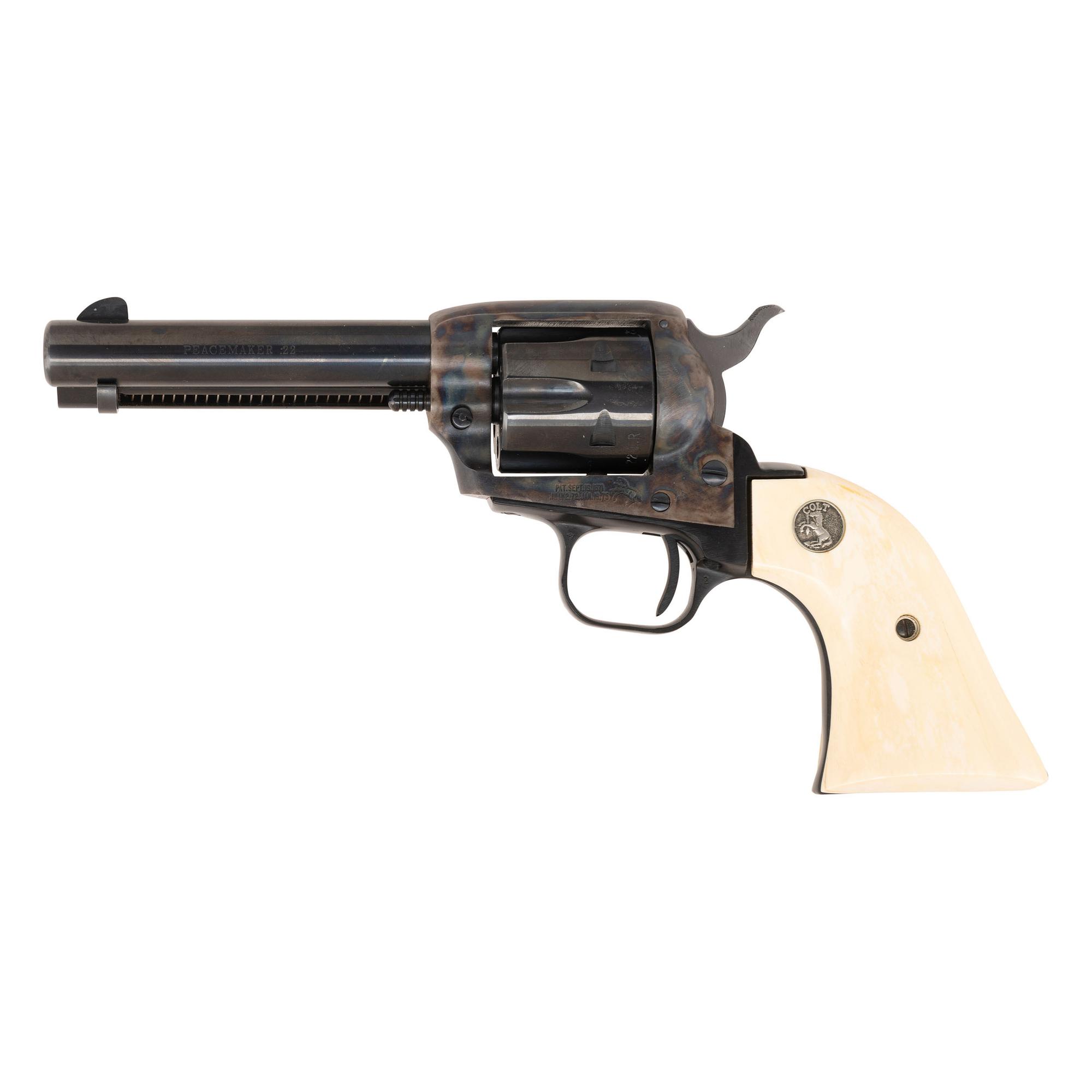 *Blue 4.4" Colt Dual Cylinder Colt Peacemaker .22 in Factory Box with Extra Grips