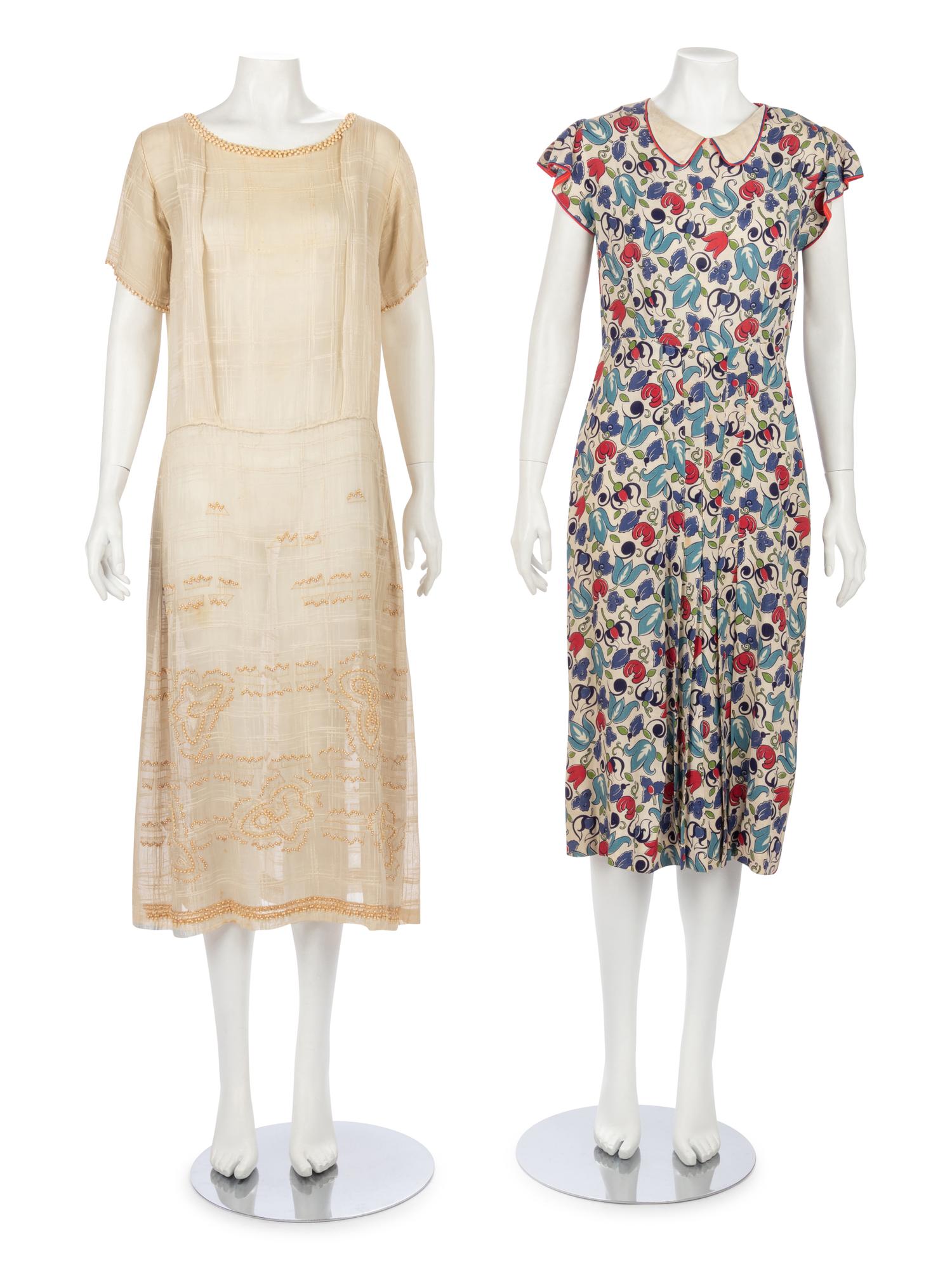 Three Vintage Day & Evening Dresses, 1920s