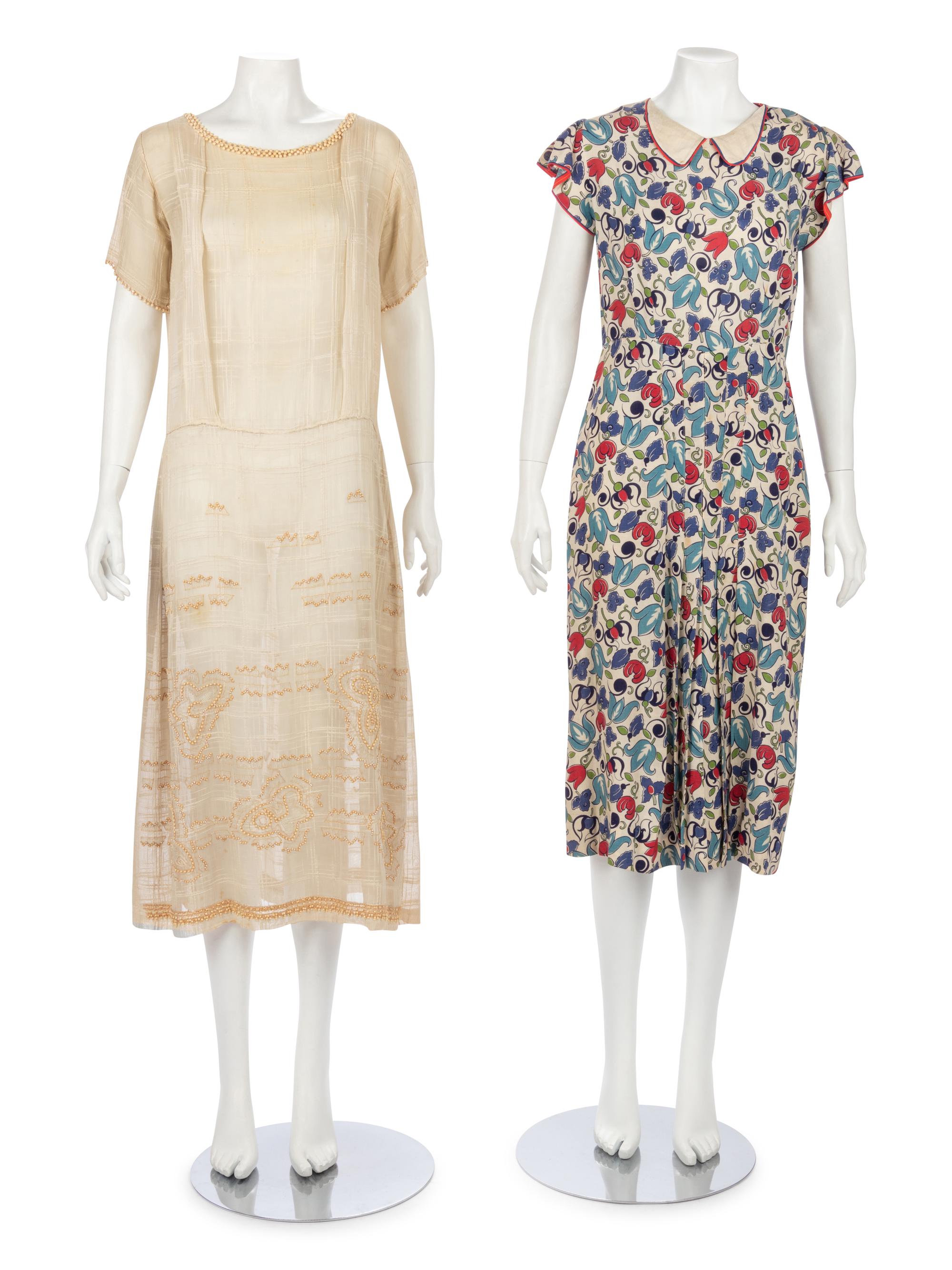Three Vintage Day & Evening Dresses, 1920s