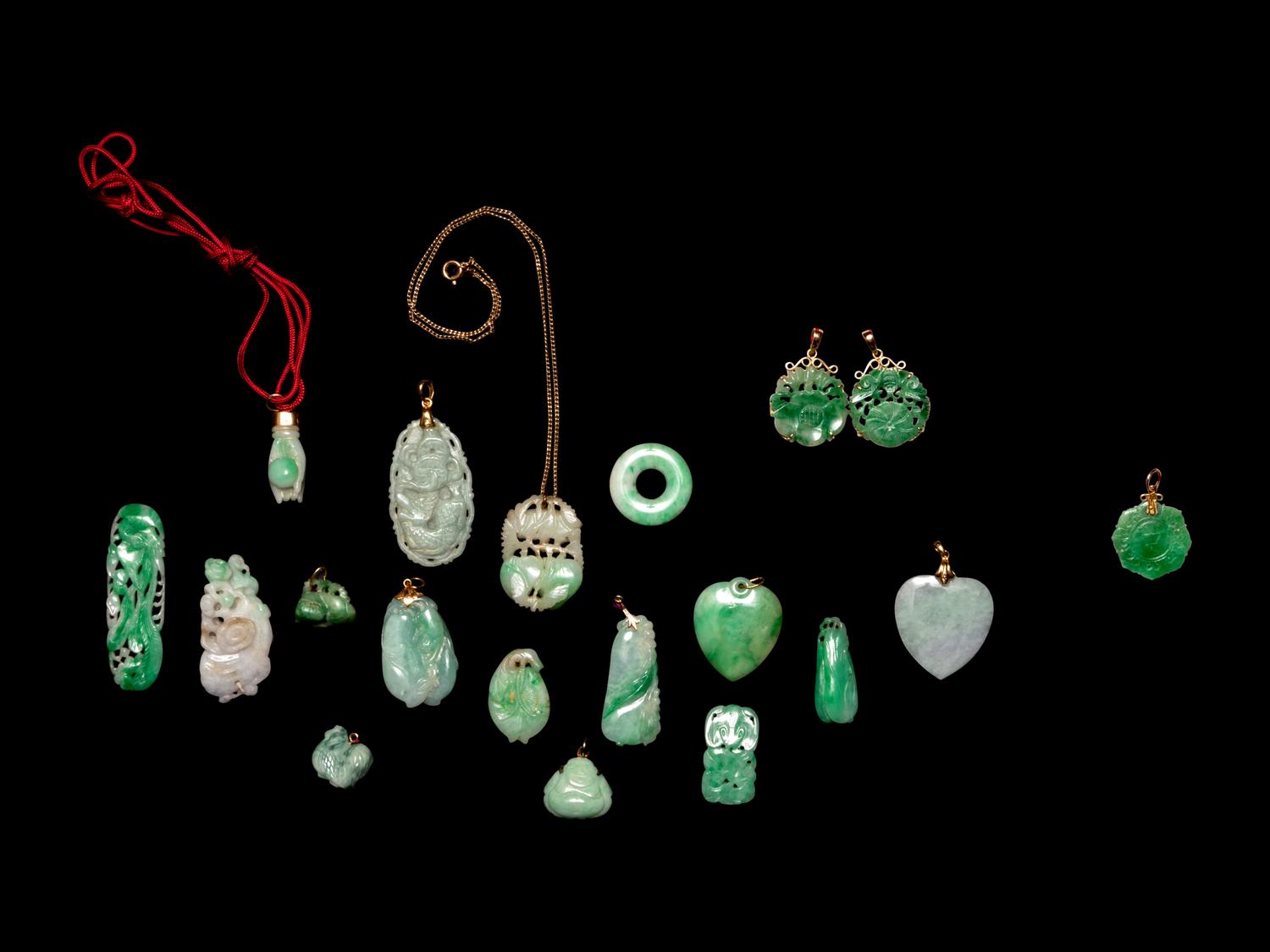 19 Small Chinese Jadeite Pendants