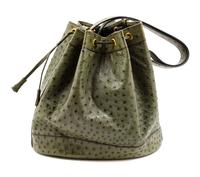 An Hermès Green Ostrich Vintage Bucket Bag, 11" H x 10.5" W x 4.5" D; Strap drop: 8.5".