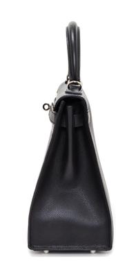 An Hermes Noir Epsom Sellier 28cm Kelly Handbag, 11" x 8.5" x 4".