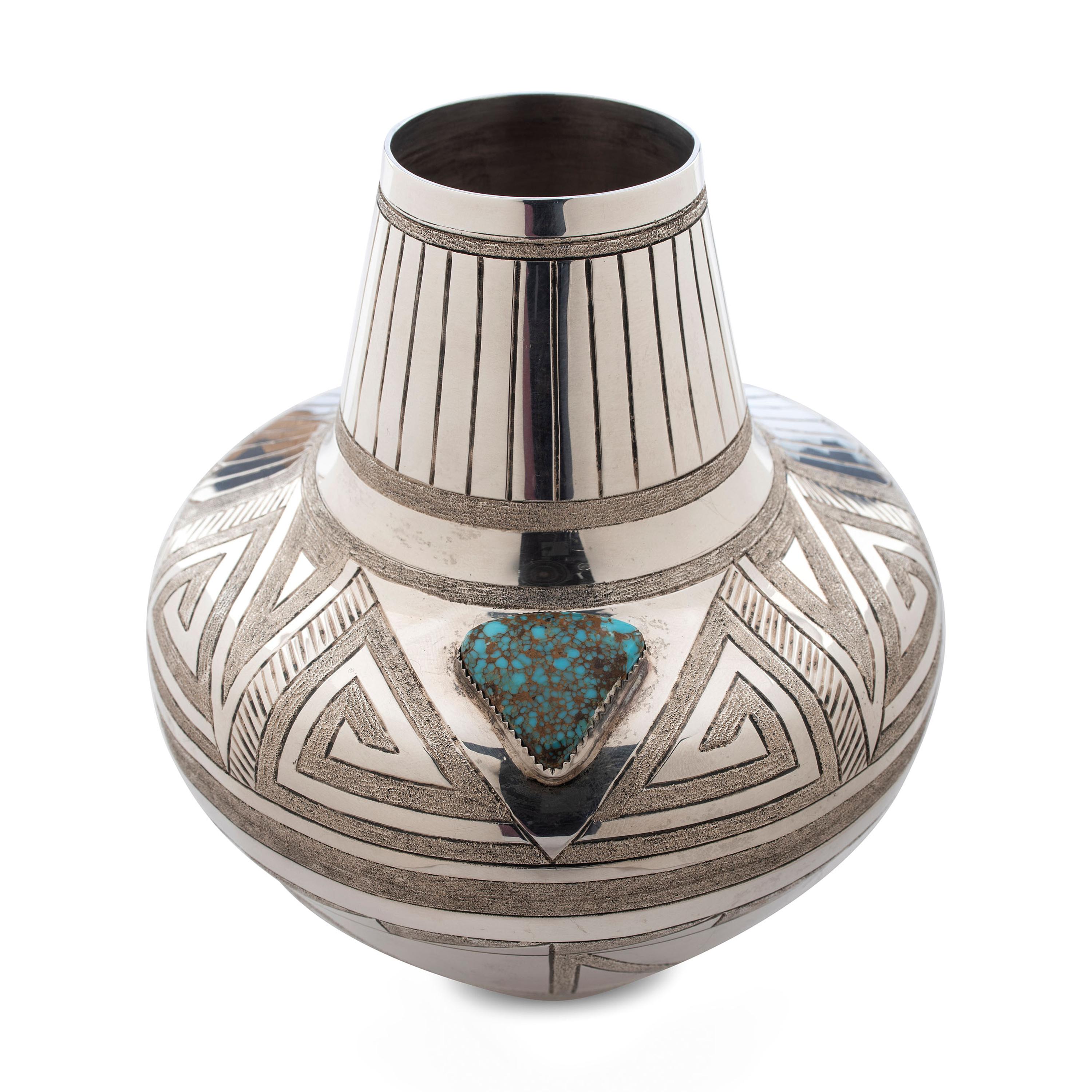 Sterling Silver Jar, with Nevada Blue Turquoise Cabochon