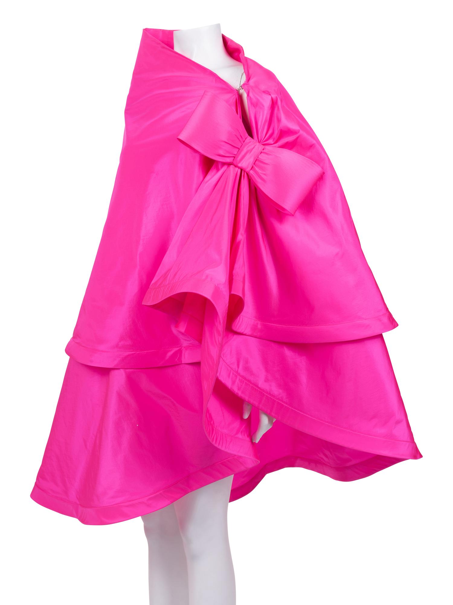 Unlabeled Haute Couture Tiered Cape with Bow, Attributed to Pierre Cardin, 1980s