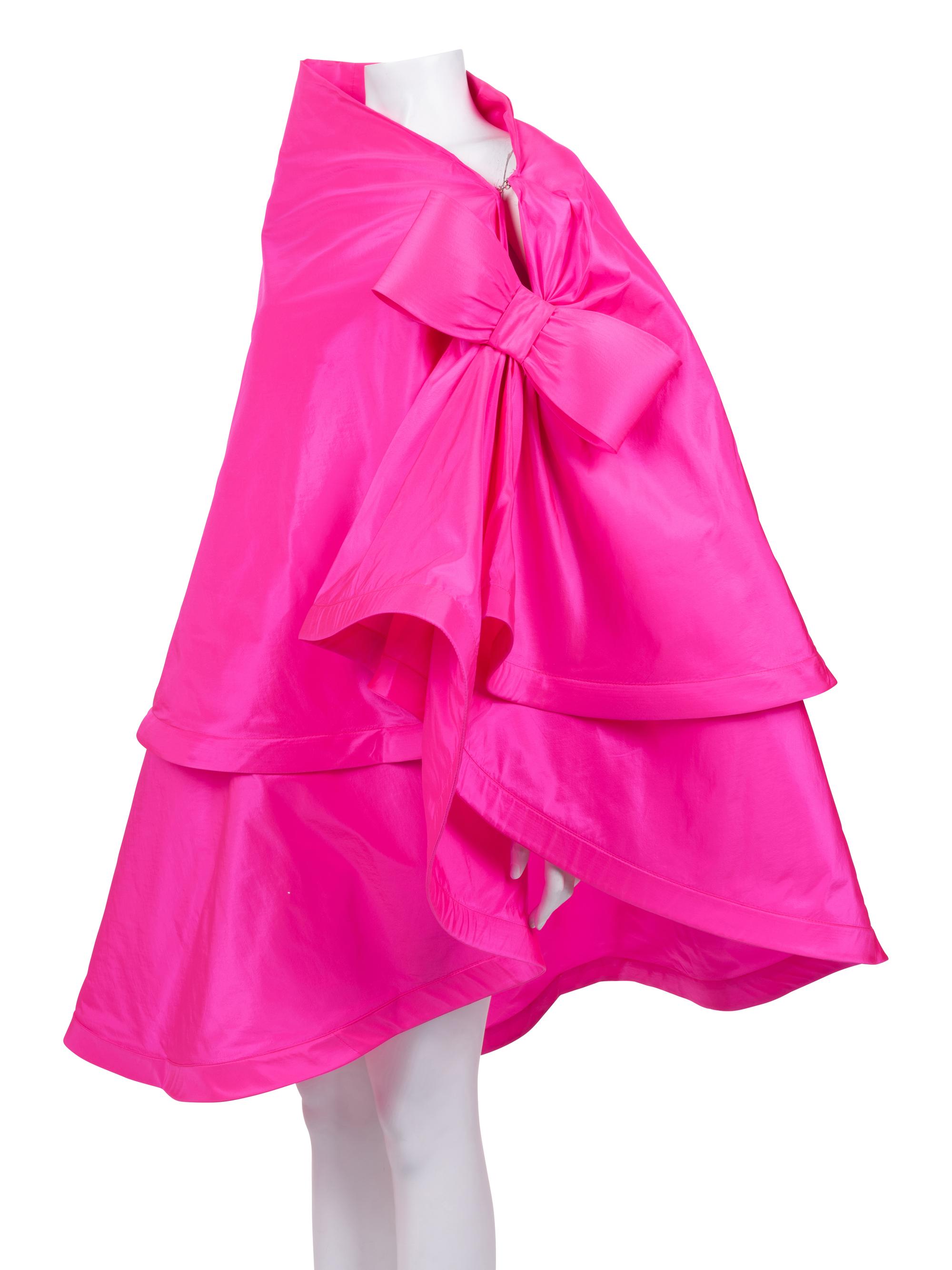 Unlabeled Haute Couture Tiered Cape with Bow, Attributed to Pierre Cardin, 1980s