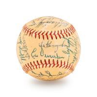 A 1955 All Star Game National League Team Signed Autograph Baseball Featuring Hank Aaron, Ernie Banks and Willie Mays (Beckett Authentication Services Letter BAS Certified)