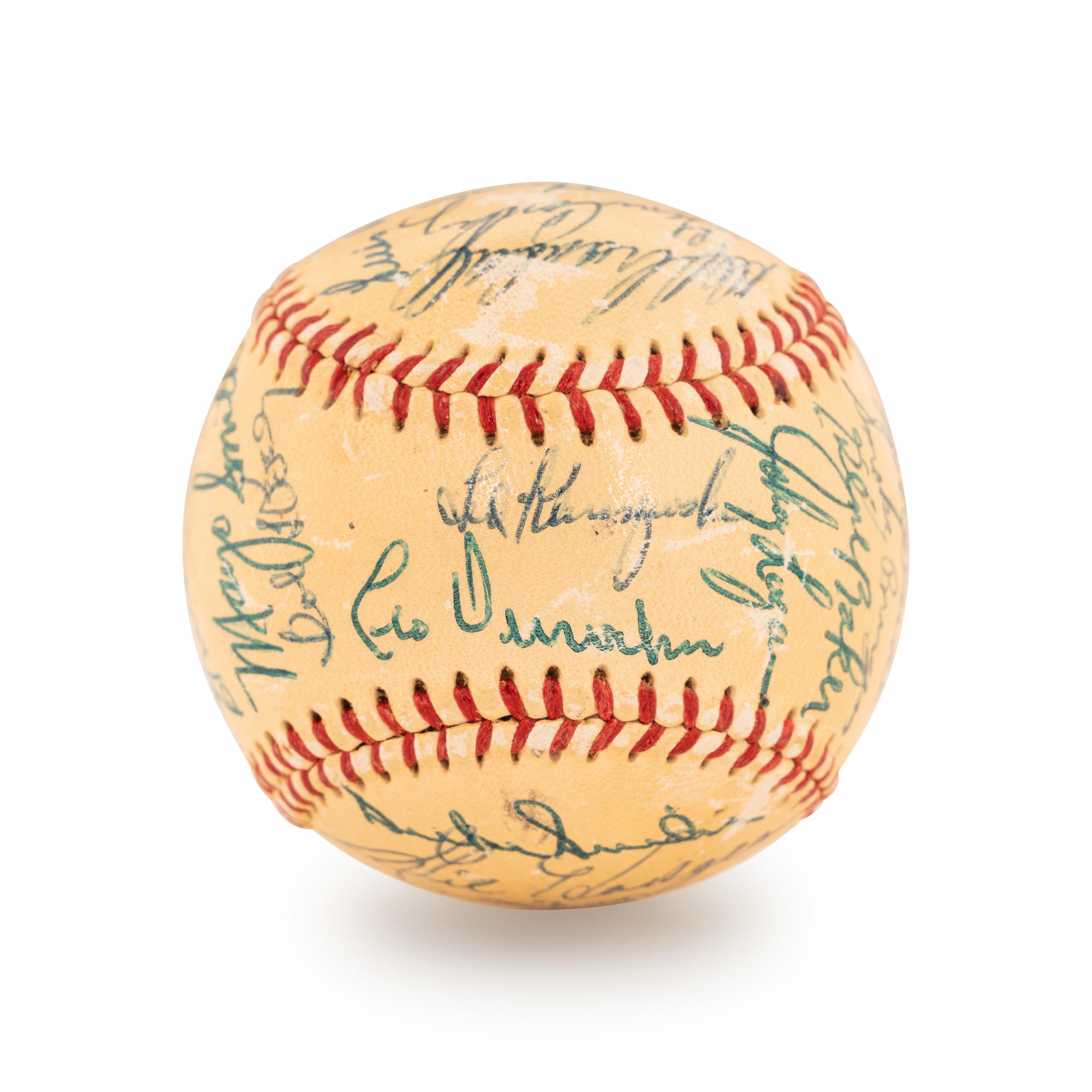 A 1955 All Star Game National League Team Signed Autograph Baseball Featuring Hank Aaron, Ernie Banks and Willie Mays (Beckett Authentication Services Letter BAS Certified)