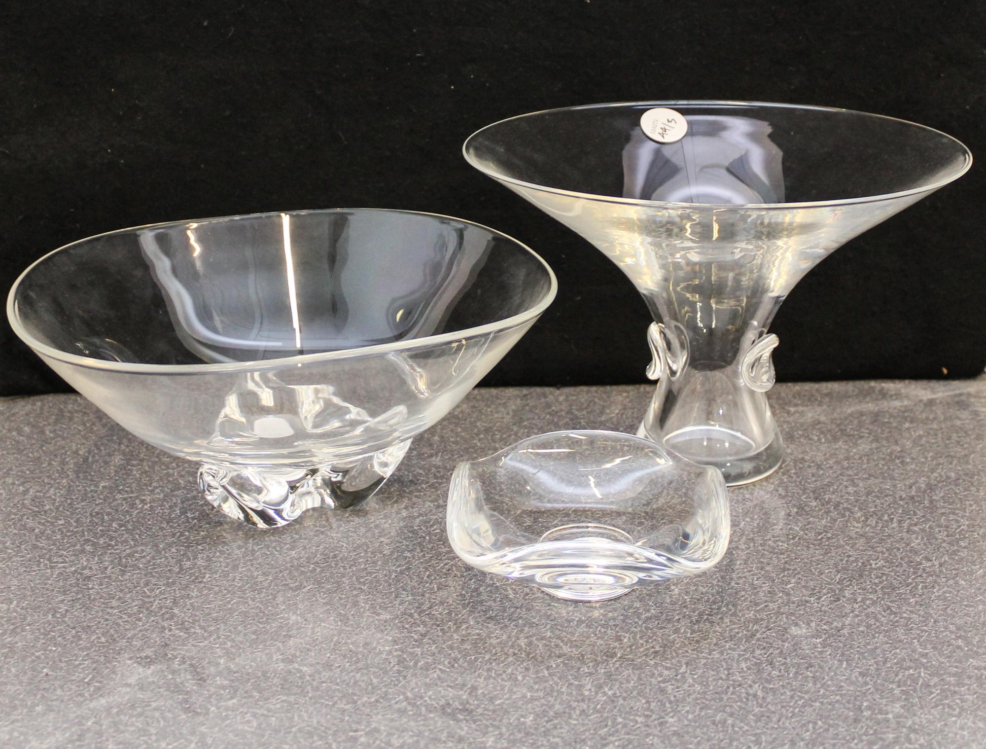 Three Steuben Glass Articles Height of tallest 6 3/4 inches.