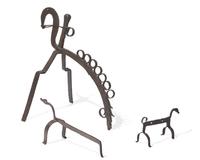 A Group of Three Wrought Iron Spit Holders, French or Basque Region, 18th Century