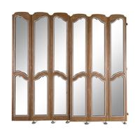 A White-Washed and Silvered Mirror-Inset Six-Panel Floor Screen